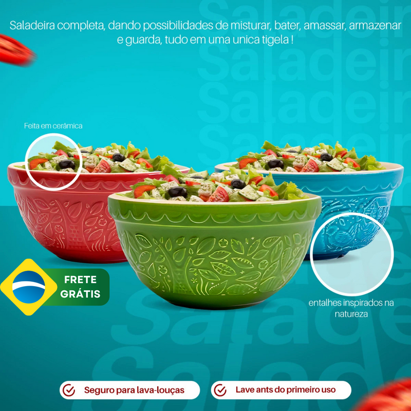 Saladeira de cerâmica e Assadeira Color Premium ByCasa