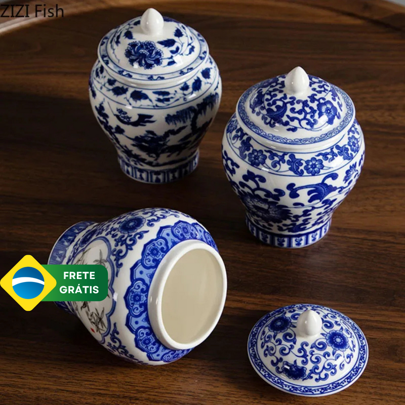 Porcelana Azul e Branco Multiuso Luxo ByCasa