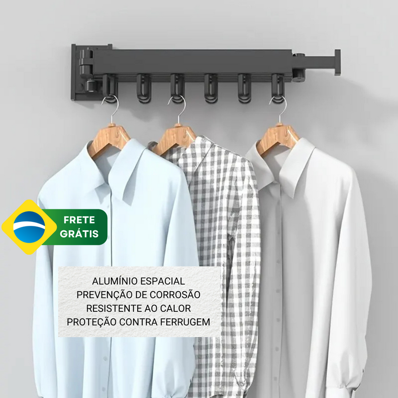 Suporte de Parede Dobrável para Organizar Roupas ByCasa