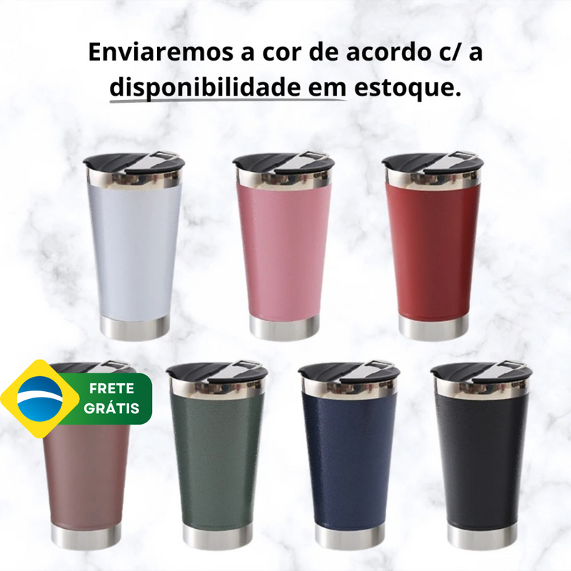 Copo térmico com tampa e abridor de aço inoxidável - 470 ml ByCasa