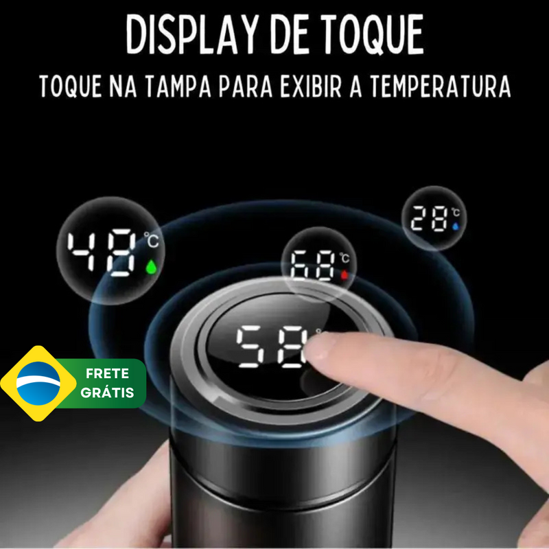 Garrafa Térmica Em Aço Inox Com Termômetro Digital 500ml Led  ByCasa